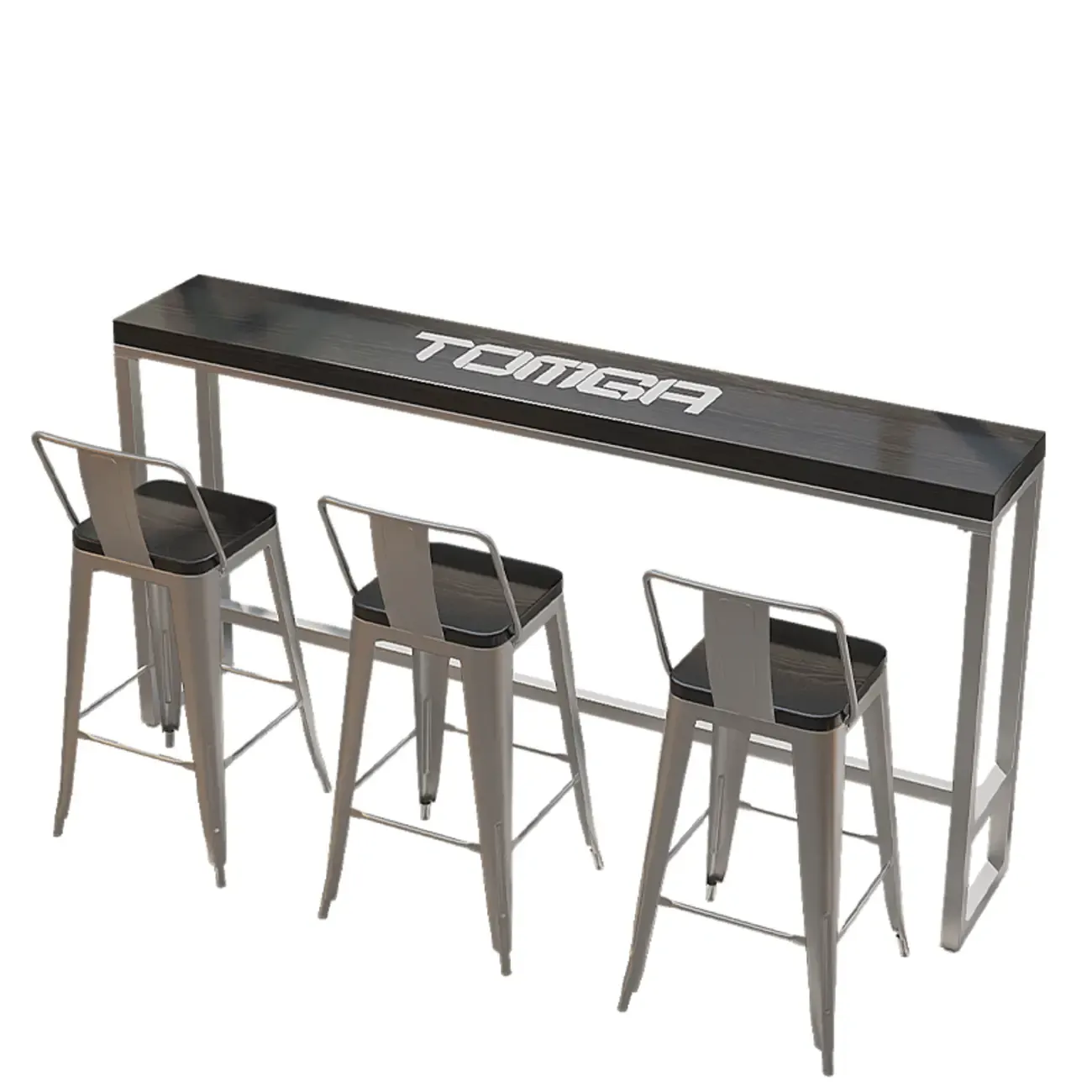 Steampunk Midnight Black Bar Table Set with Backless Stools Image - 18