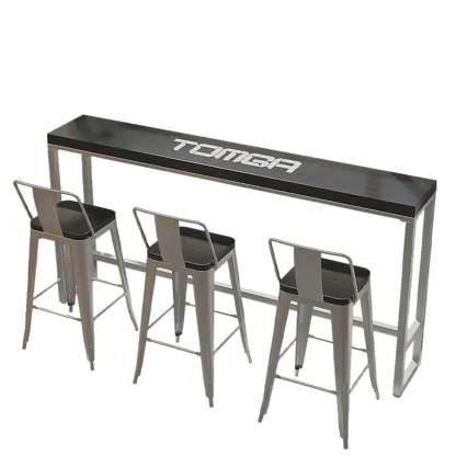 Steampunk Midnight Black Bar Table Set with Backless Stools Image - 18