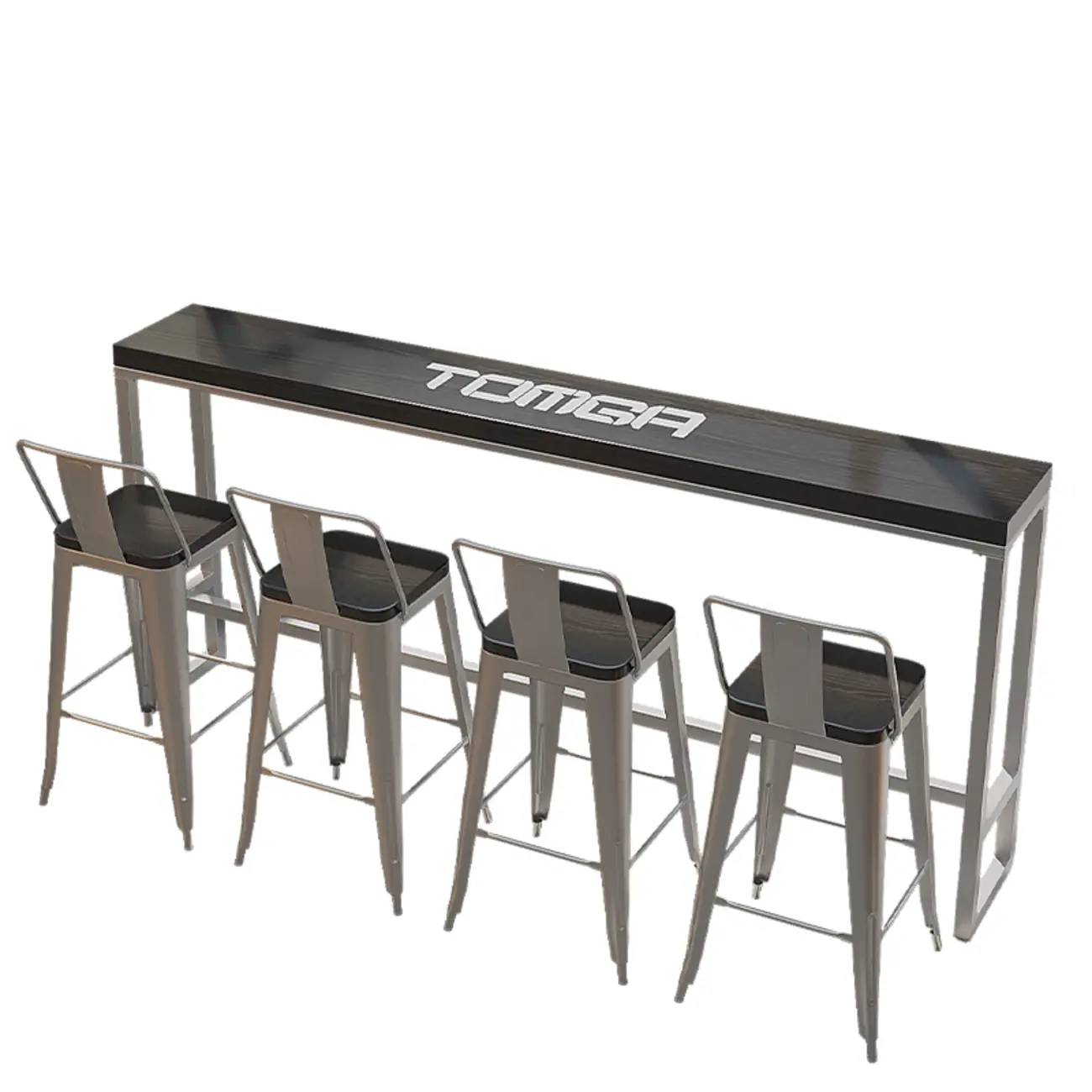 Steampunk Midnight Black Bar Table Set with Backless Stools Image - 19 | homeyfad