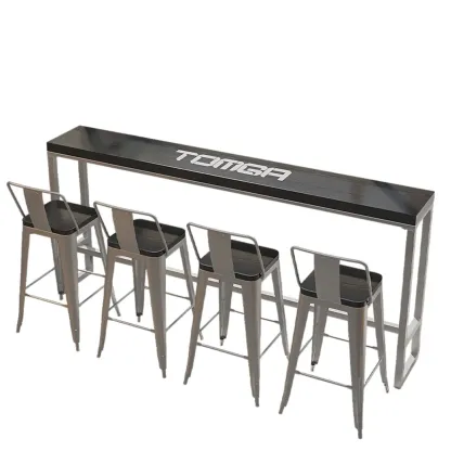 Steampunk Midnight Black Bar Table Set with Backless Stools Image - 19