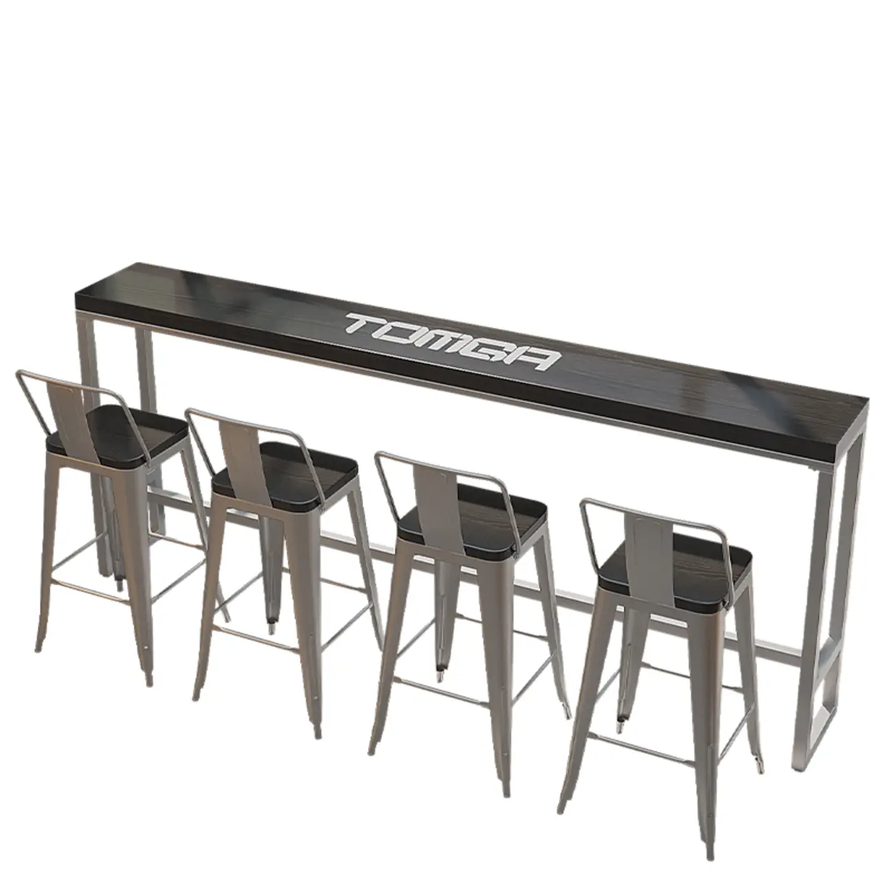 Steampunk Midnight Black Bar Table Set with Backless Stools Image - 20 | homeyfad