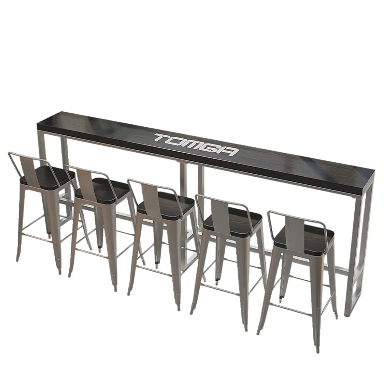 Steampunk Midnight Black Bar Table Set with Backless Stools Image - 21 | homeyfad