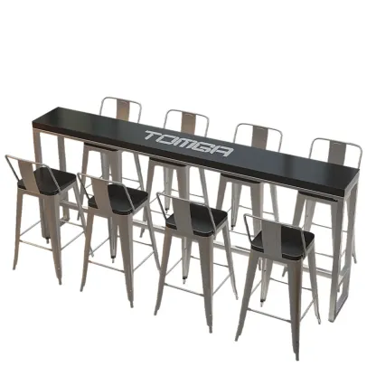 Steampunk Midnight Black Bar Table Set with Backless Stools Image - 23