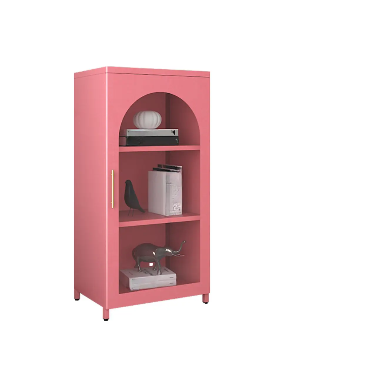 Modern Metal Vertical Storage Cabinet with Glass Doors Image - 6 | homeyfad