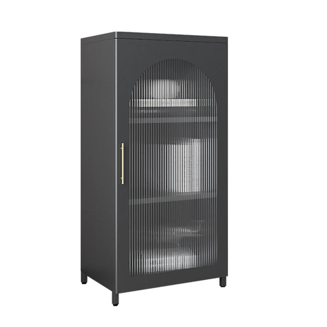 Modern Metal Vertical Storage Cabinet with Glass Doors Image - 7 | homeyfad