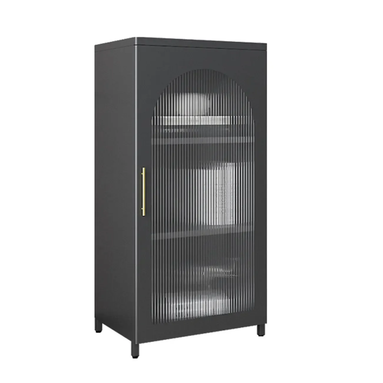 Modern Metal Vertical Storage Cabinet with Glass Doors Image - 7