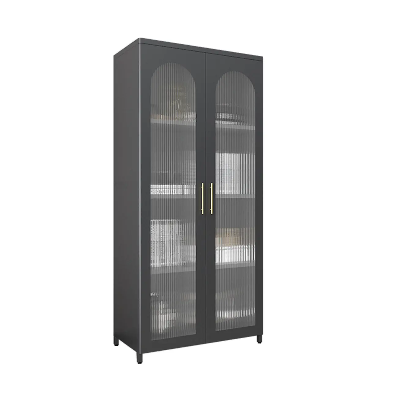 Modern Metal Vertical Storage Cabinet with Glass Doors Image - 9 | homeyfad