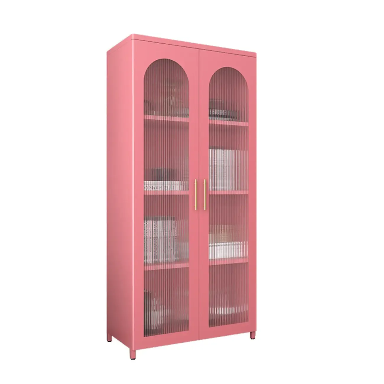 Modern Metal Vertical Storage Cabinet with Glass Doors Image - 17
