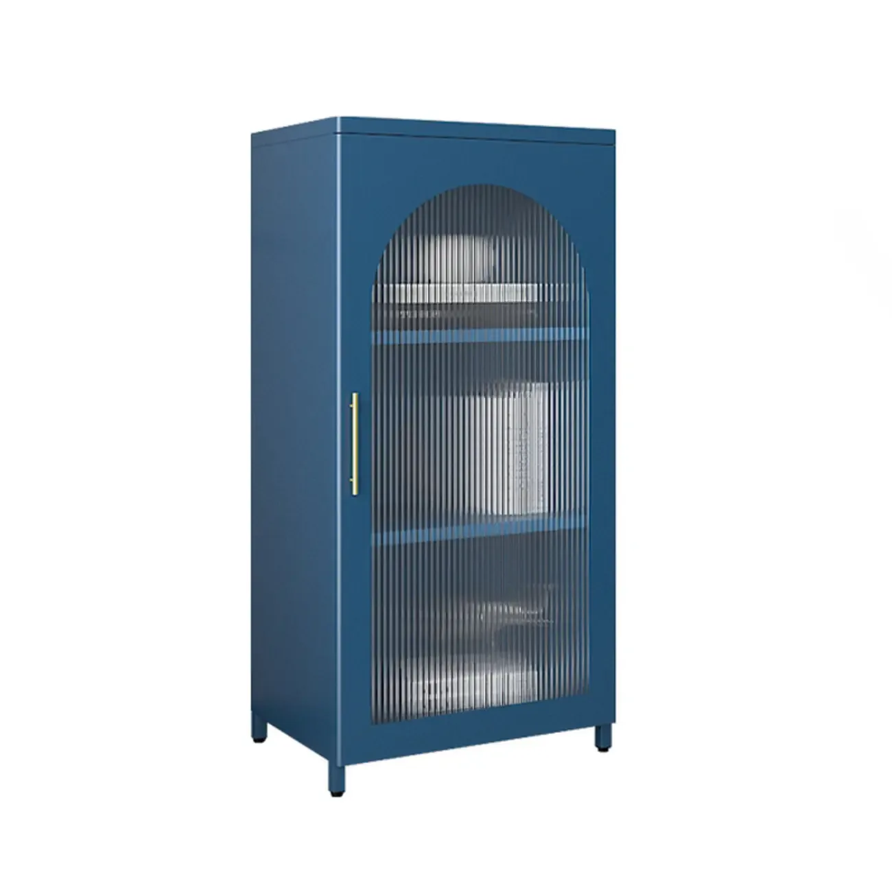 Modern Metal Vertical Storage Cabinet with Glass Doors Image - 18