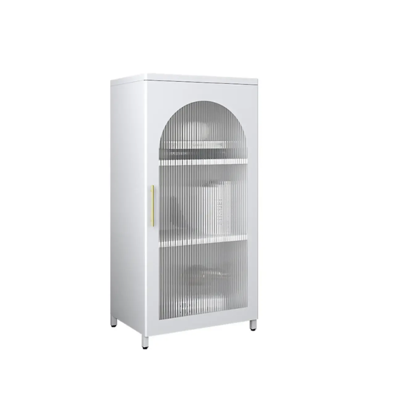 Modern Metal Vertical Storage Cabinet with Glass Doors Image - 19