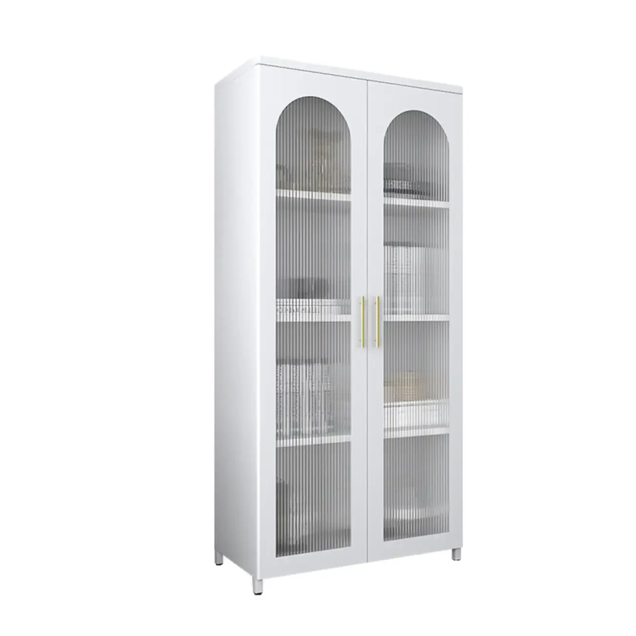 Modern Metal Vertical Storage Cabinet with Glass Doors Image - 21