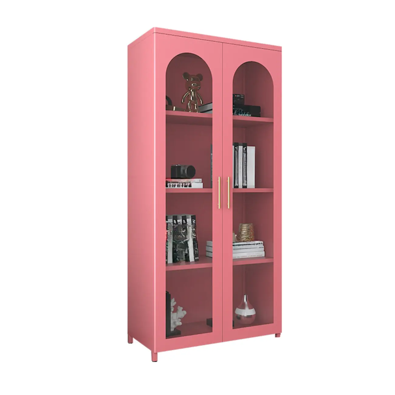 Modern Metal Vertical Storage Cabinet with Glass Doors Image - 22 | homeyfad