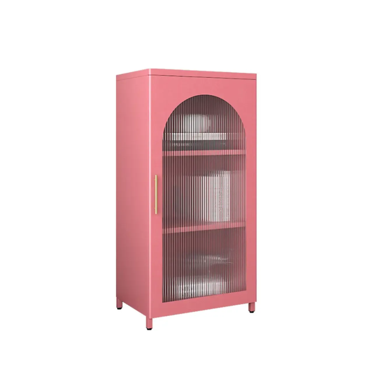 Modern Metal Vertical Storage Cabinet with Glass Doors Image - 23