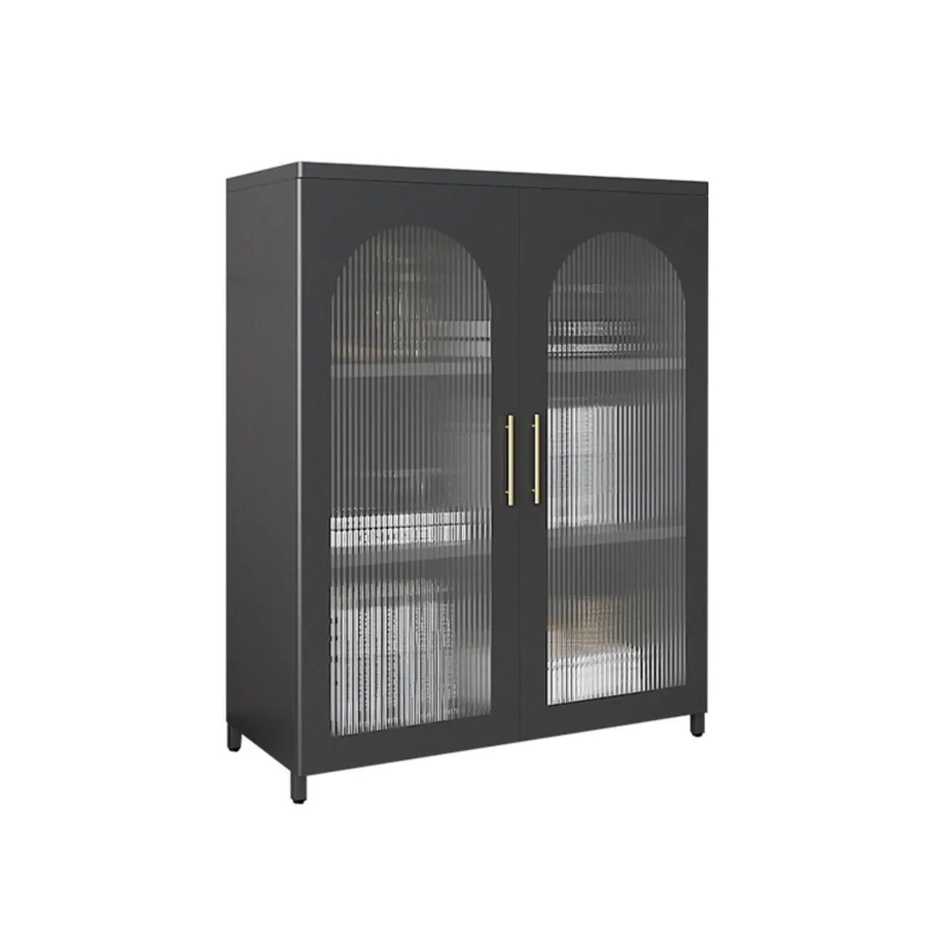 Modern Metal Vertical Storage Cabinet with Glass Doors Image - 27 | homeyfad