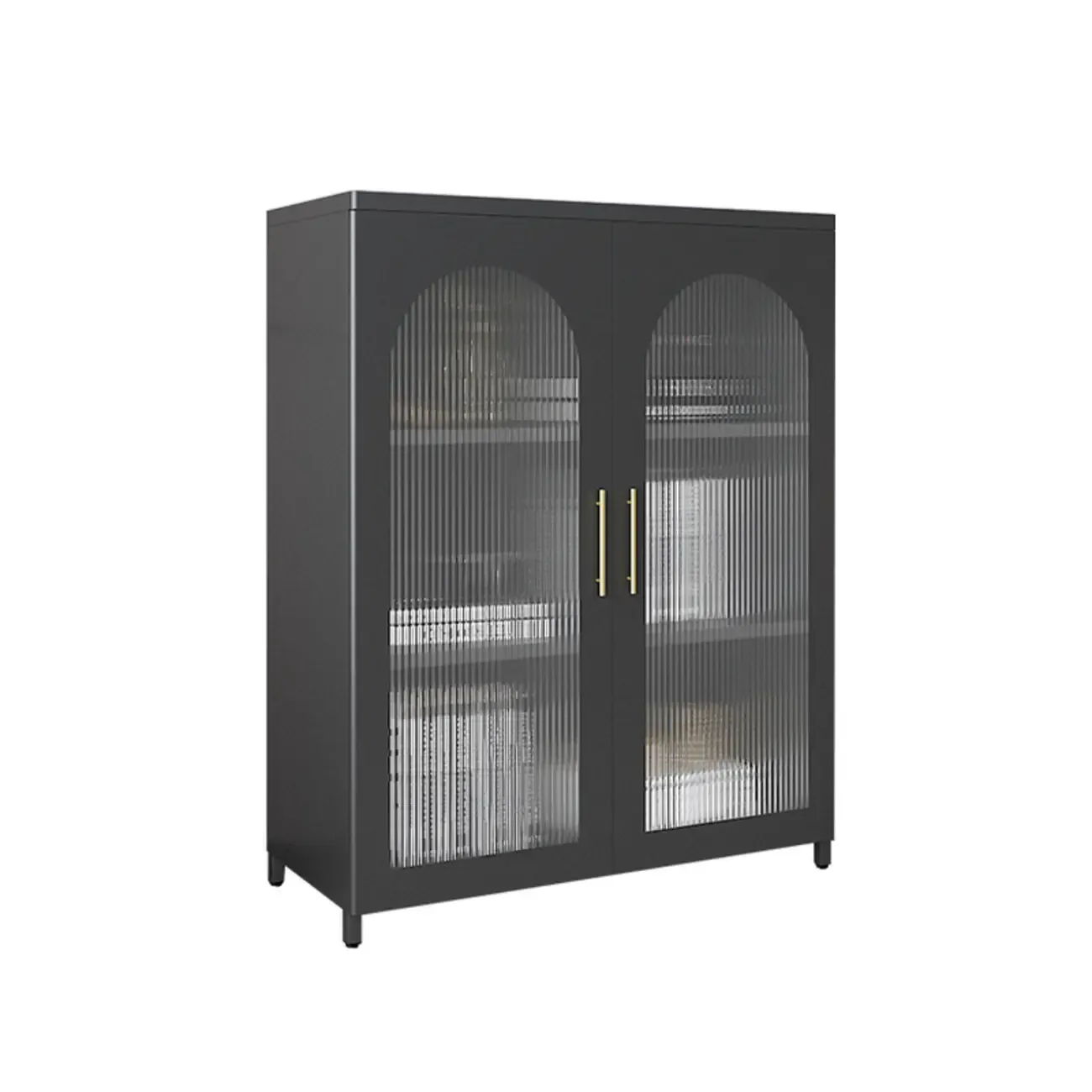 Modern Metal Vertical Storage Cabinet with Glass Doors Image - 27