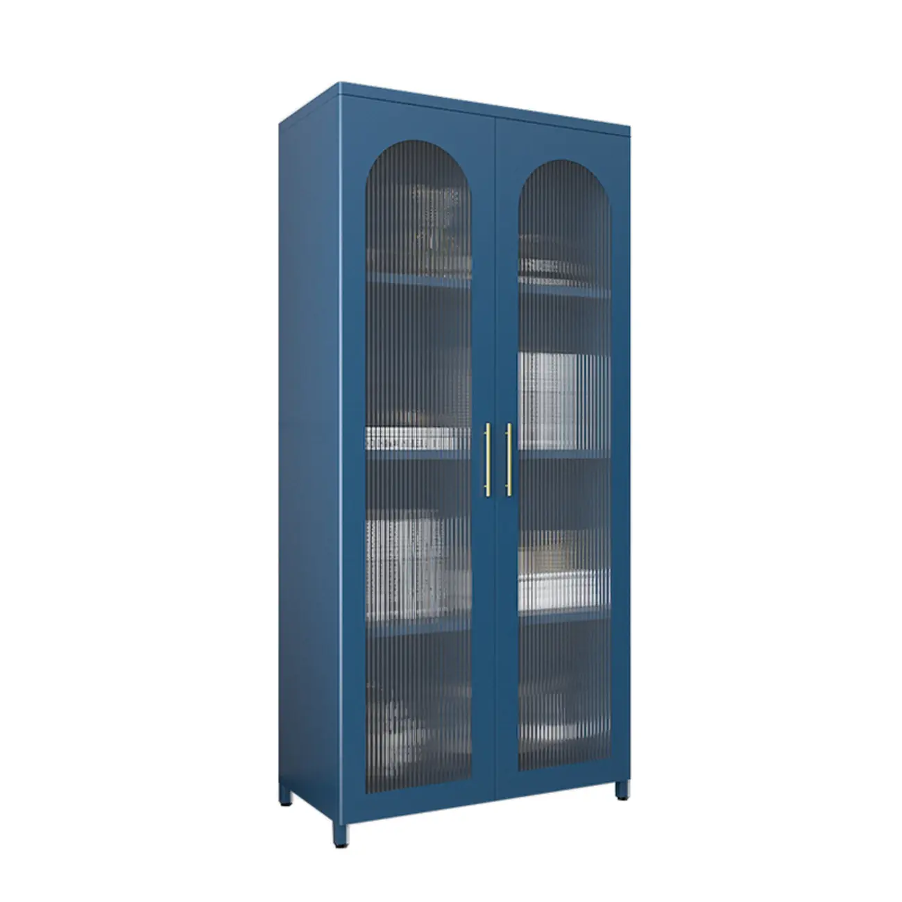 Modern Metal Vertical Storage Cabinet with Glass Doors Image - 28 | homeyfad
