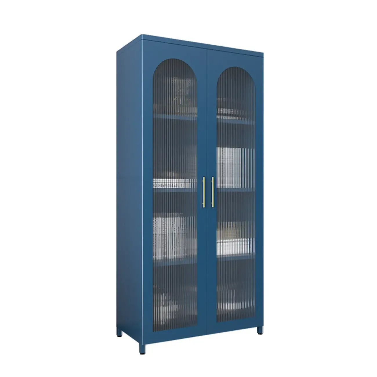 Modern Metal Vertical Storage Cabinet with Glass Doors Image - 28