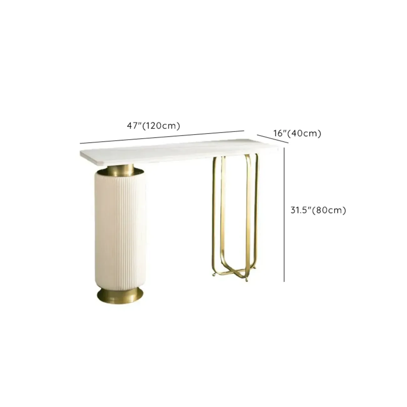 Glam White Stone Top Console Table with Abstract Base Image - 14