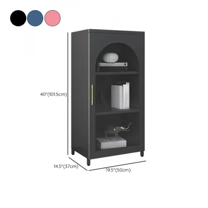 Modern Metal Vertical Storage Cabinet with Glass Doors #size