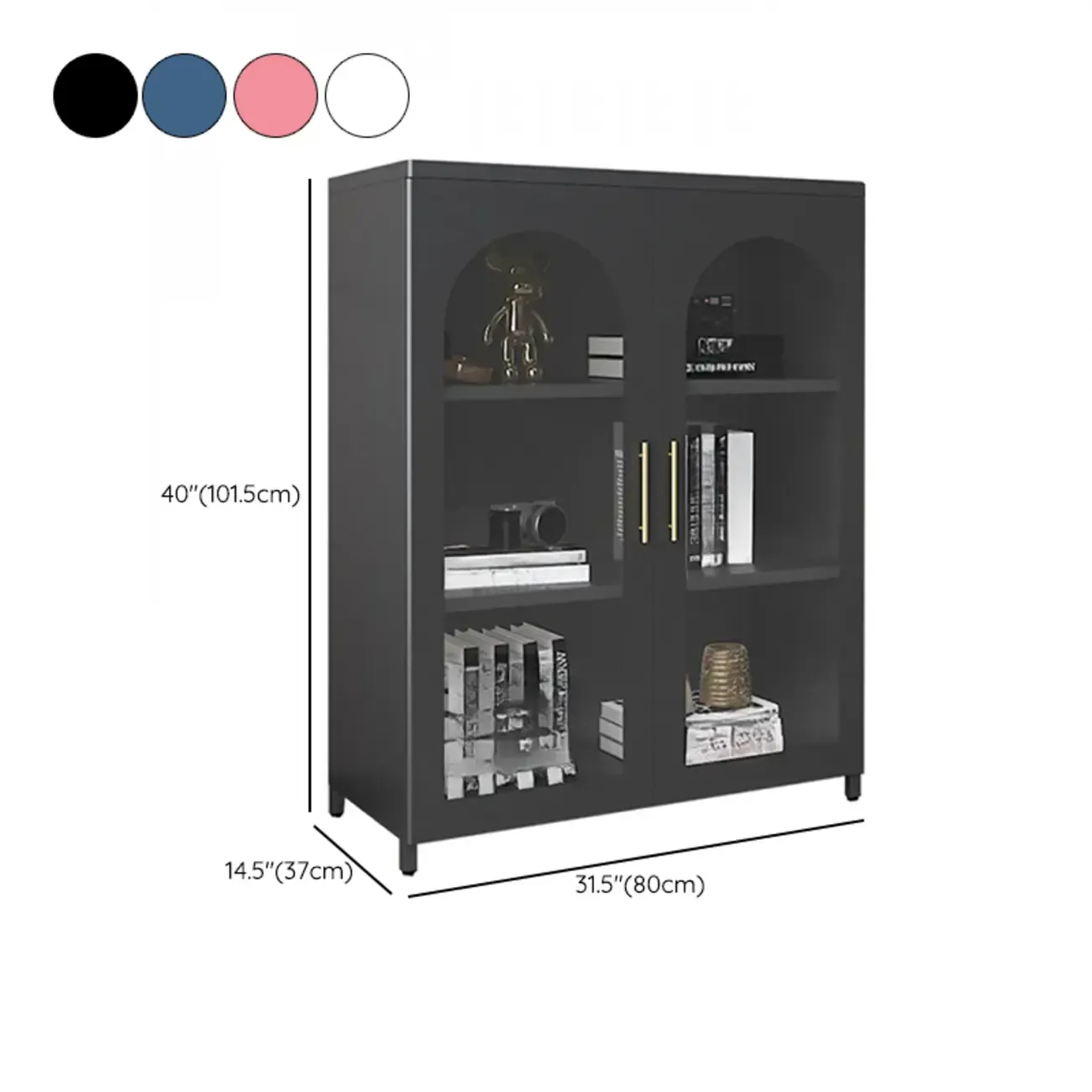 Modern Metal Vertical Storage Cabinet with Glass Doors Image - 39