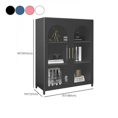 Modern Metal Vertical Storage Cabinet with Glass Doors Image - 39