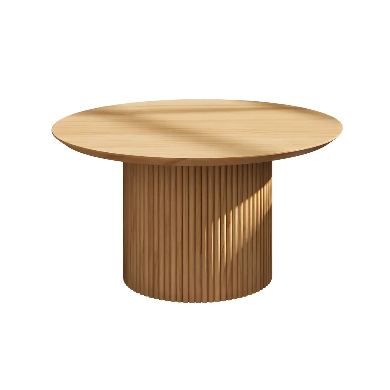 Minimalist Round Natural Wooden Side Table for Living Room Image - 2