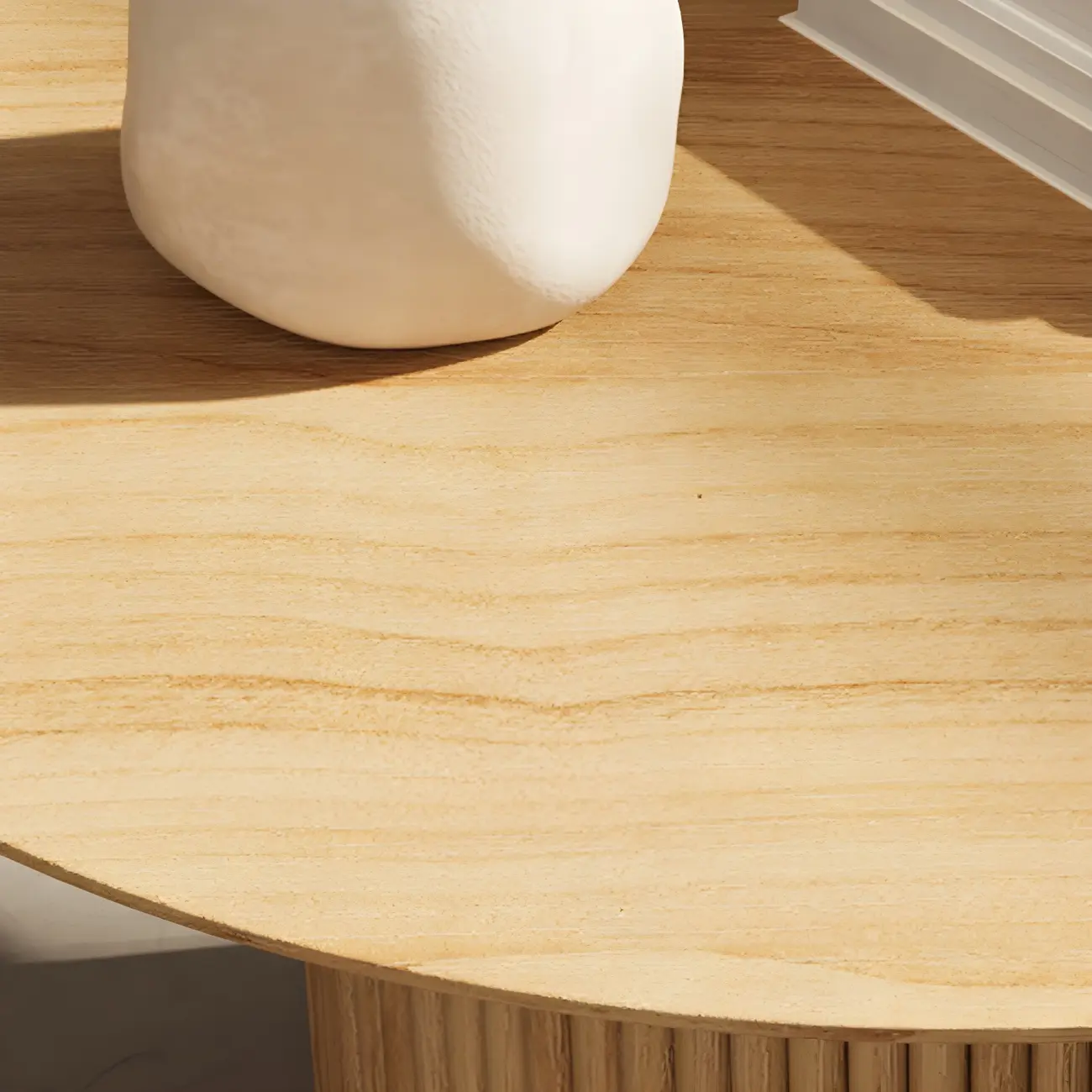 Minimalist Round Natural Wooden Side Table for Living Room Image - 8 | homeyfad