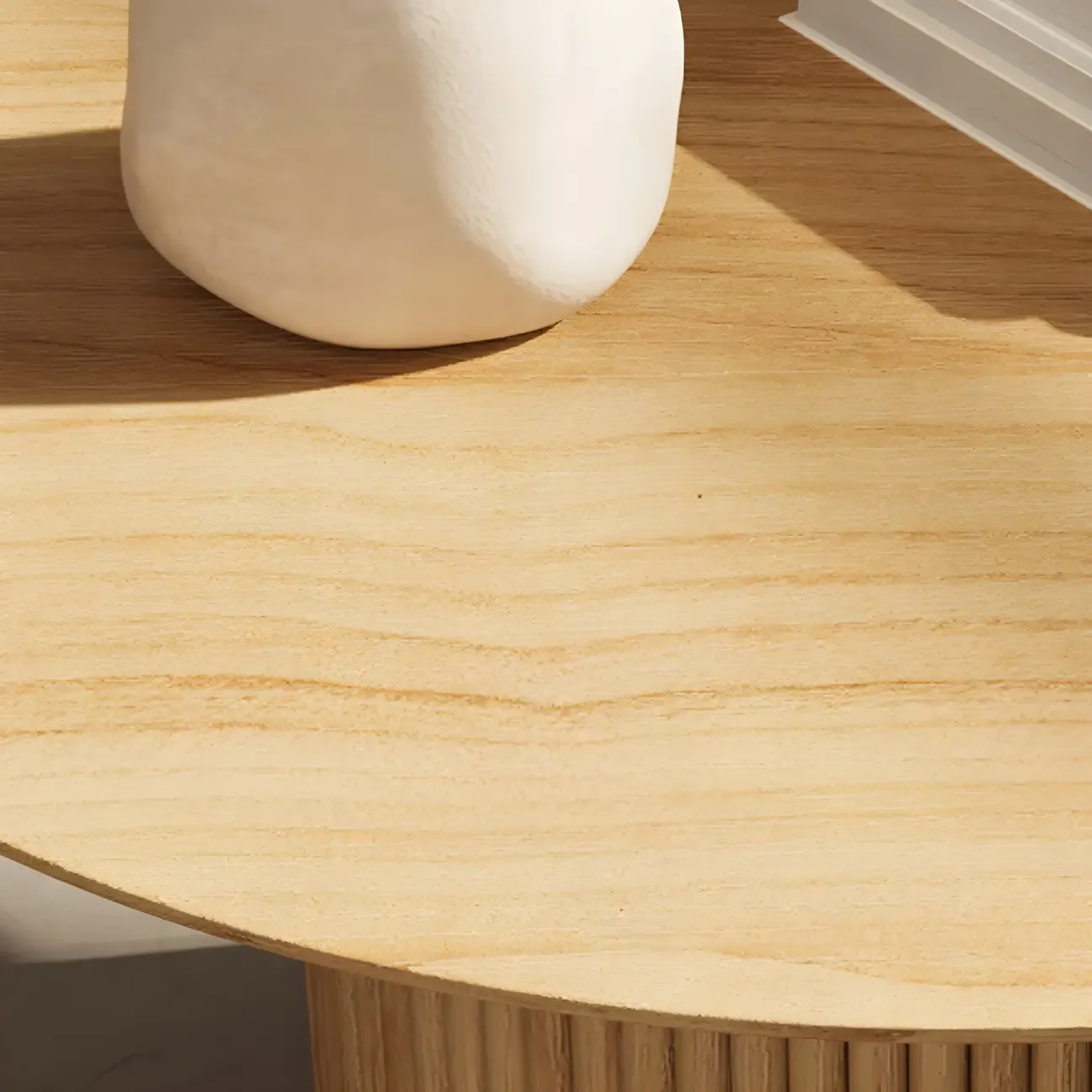 Minimalist Round Natural Wooden Side Table for Living Room Image - 8