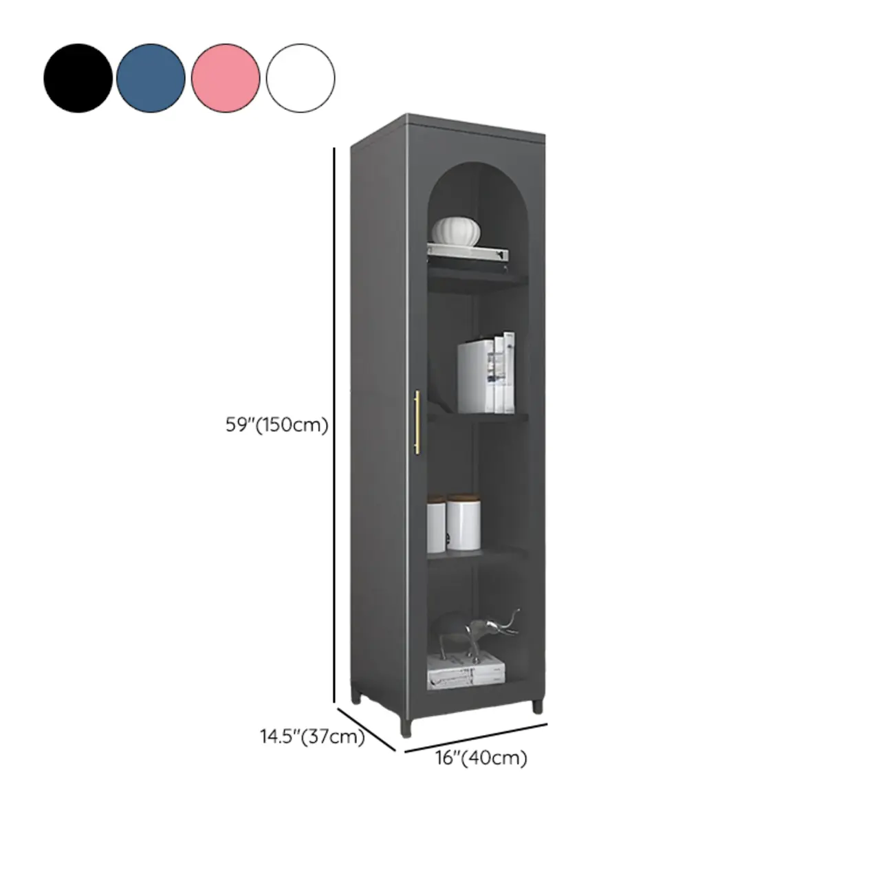 Modern Metal Vertical Storage Cabinet with Glass Doors Image - 40 | homeyfad