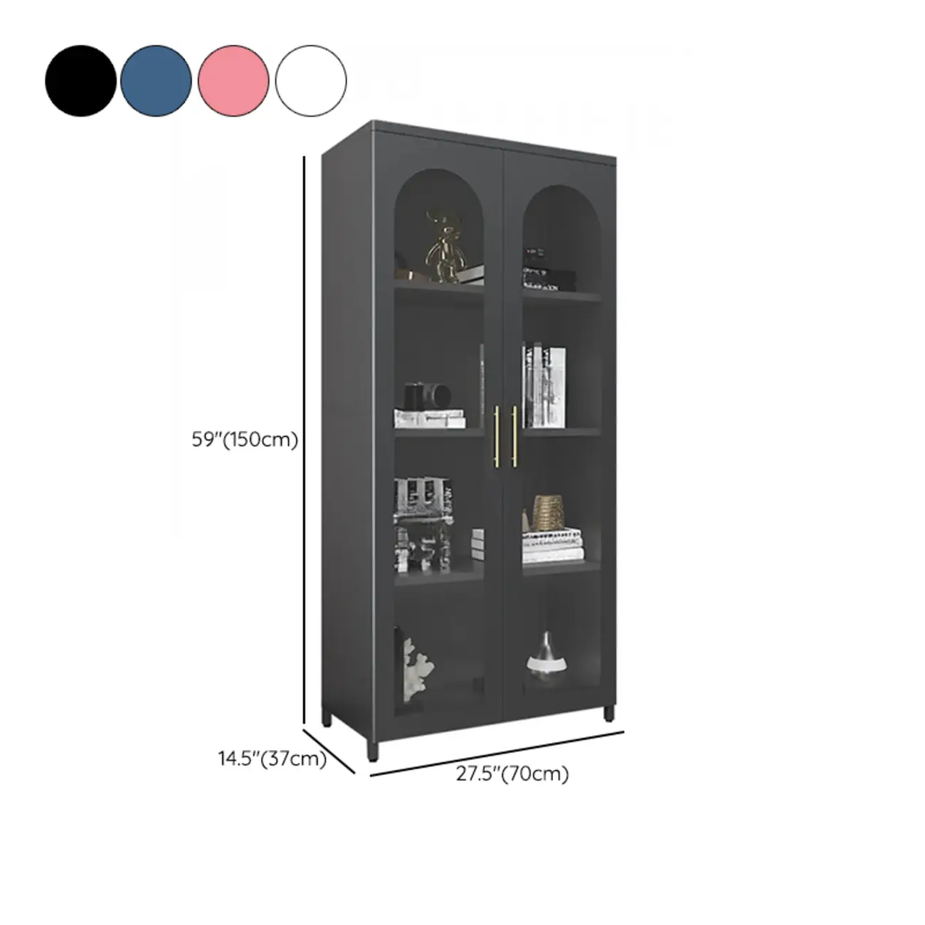 Modern Metal Vertical Storage Cabinet with Glass Doors Image - 41 | homeyfad