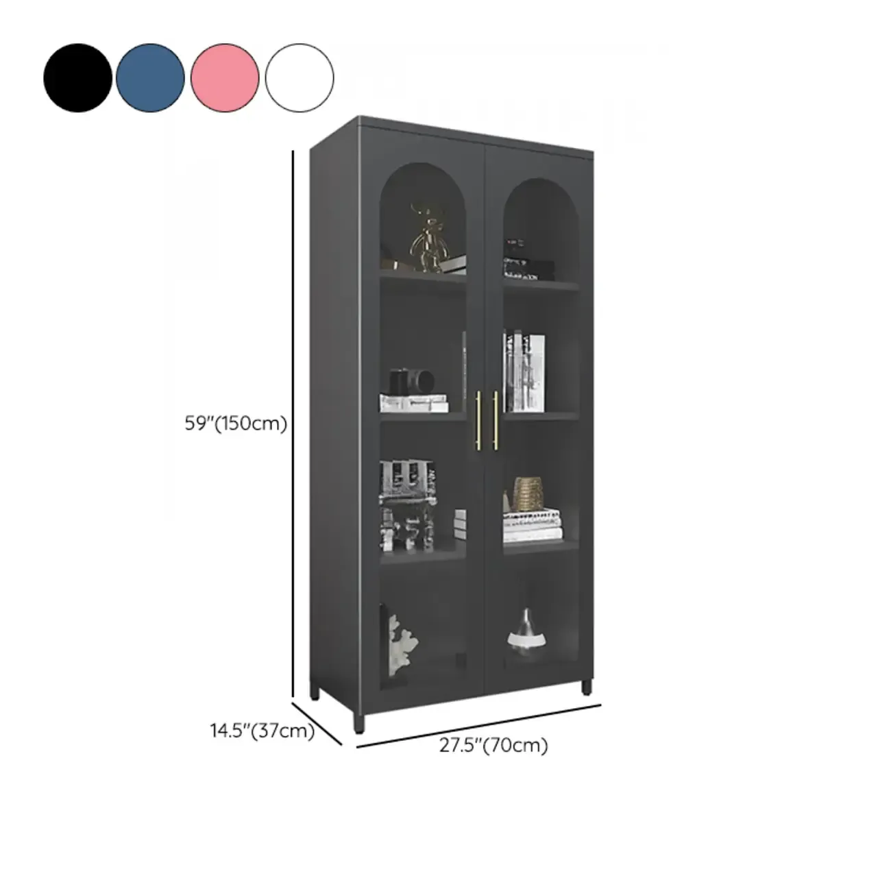 Modern Metal Vertical Storage Cabinet with Glass Doors Image - 41