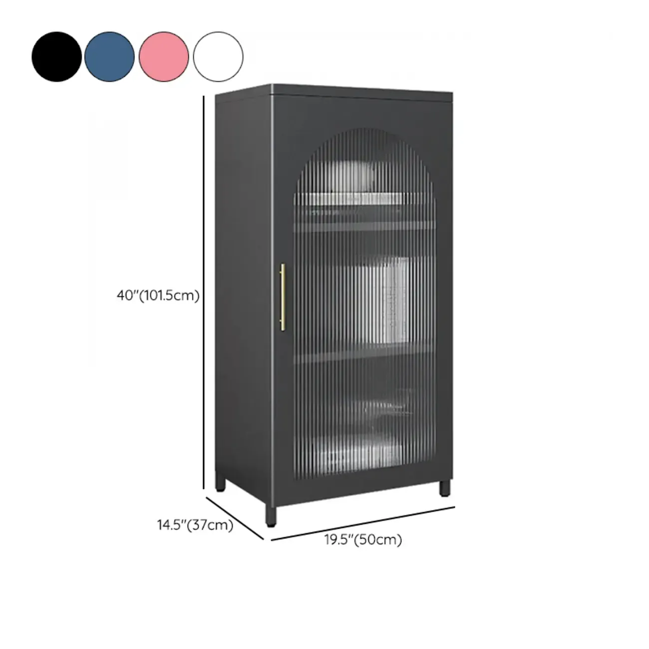 Modern Metal Vertical Storage Cabinet with Glass Doors Image - 42