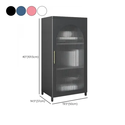 Modern Metal Vertical Storage Cabinet with Glass Doors Image - 42