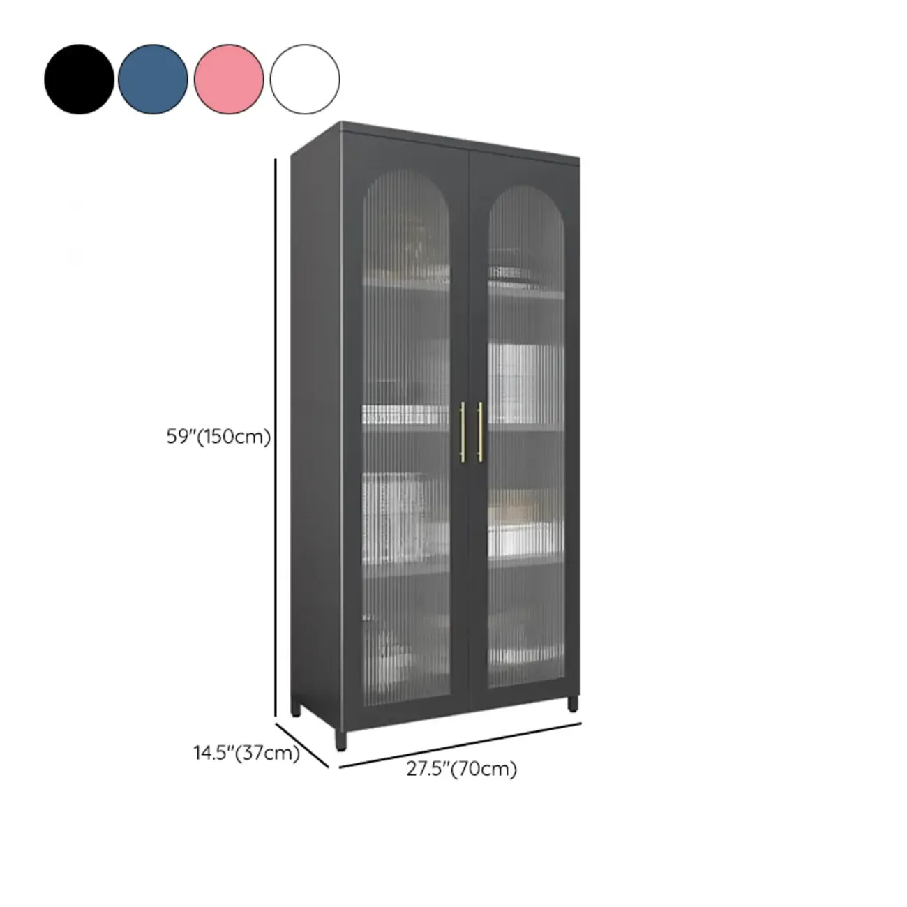 Modern Metal Vertical Storage Cabinet with Glass Doors Image - 45