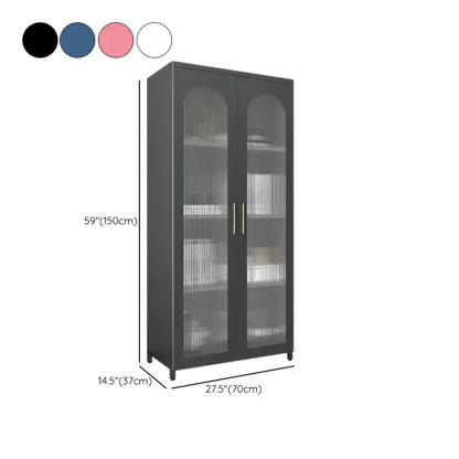 Modern Metal Vertical Storage Cabinet with Glass Doors Image - 45