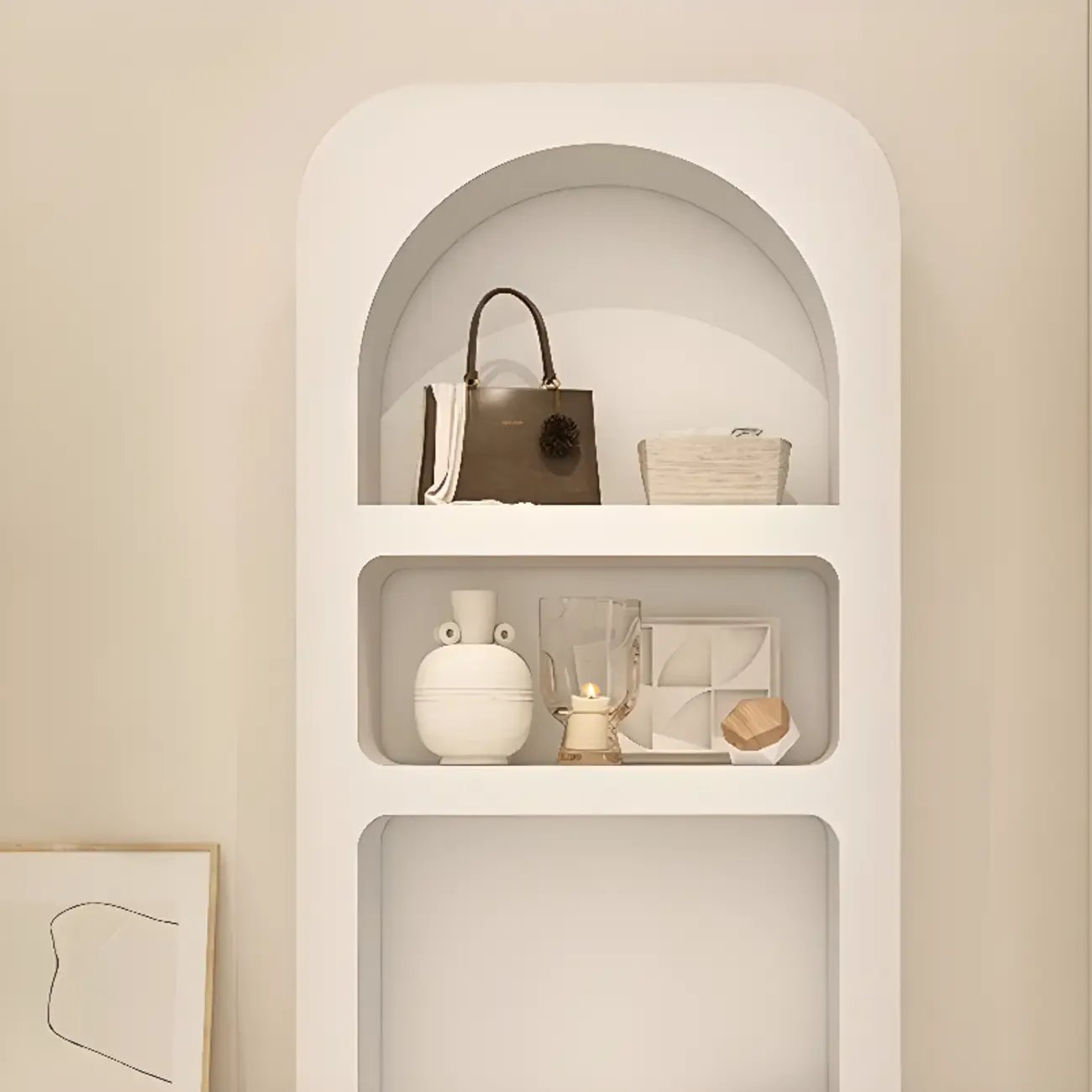 Modish Wooden Cabinets for Living Room with Exterior Shelf  Image - 10