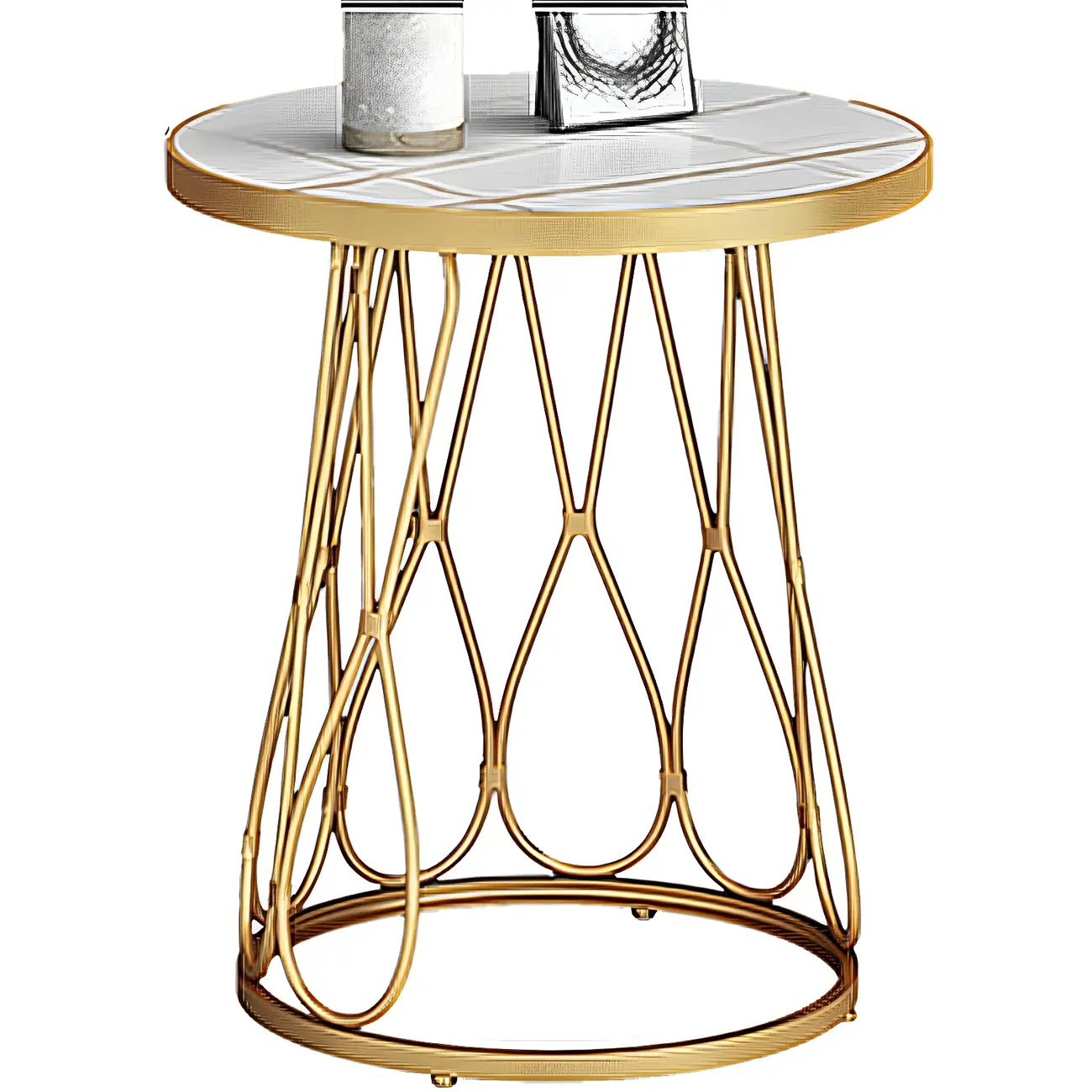 Round Gold Marble End Table with Storage for Living Room Image - 8 | homeyfad