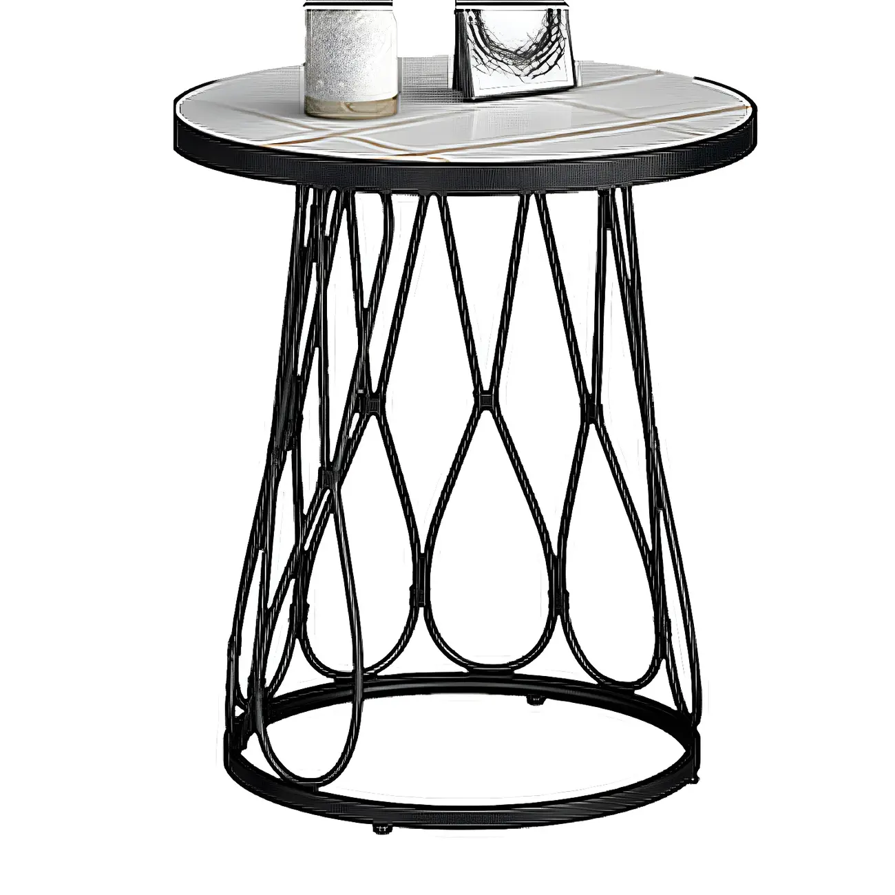 Round Gold Marble End Table with Storage for Living Room Image - 10 | homeyfad