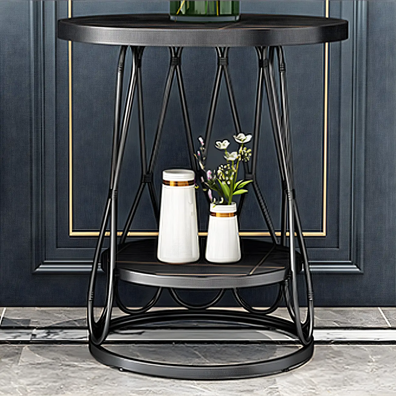 Round Gold Marble End Table with Storage for Living Room Image - 15 | homeyfad