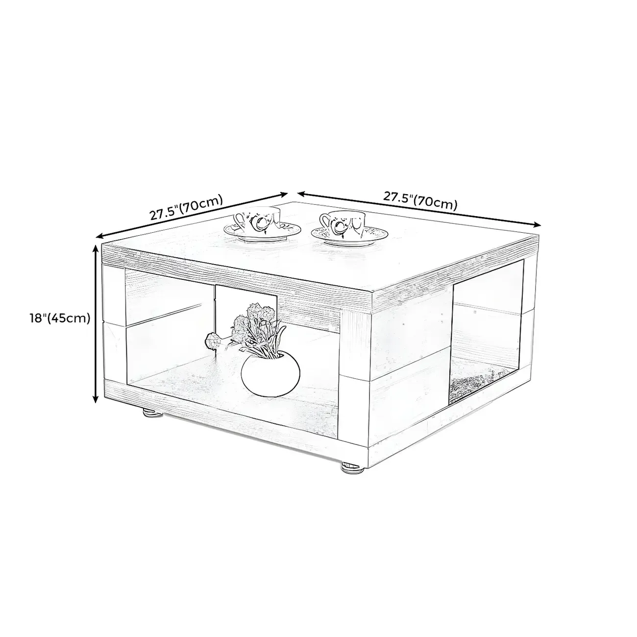 Modern Walnut Wood End Table with Storage for Living Room Image - 6