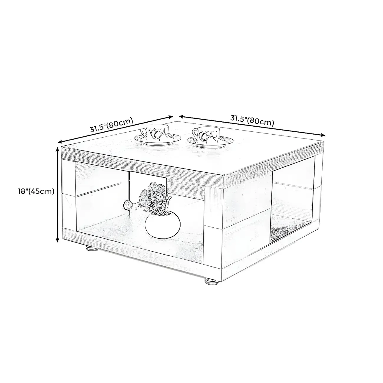 Modern Walnut Wood End Table with Storage for Living Room Image - 7