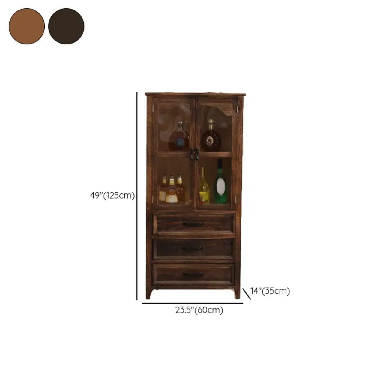 Rustic Wooden Living Room Storage Cabinet with Drawers Image - 18
