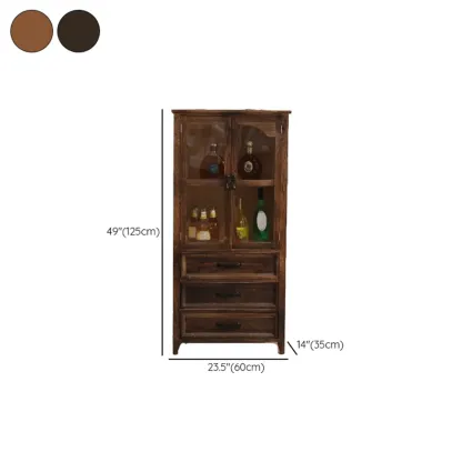 Rustic Wooden Living Room Storage Cabinet with Drawers Image - 18