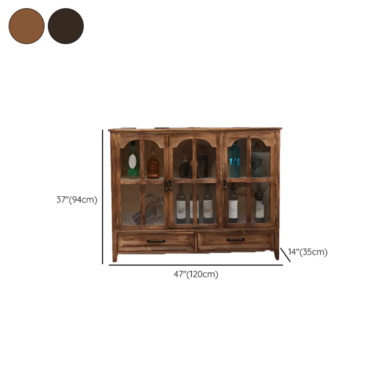 Rustic Wooden Living Room Storage Cabinet with Drawers Image - 19 | homeyfad