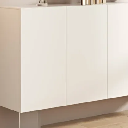 Minimalistic White Rectangular Accent Cabinet for Living Room Image - 5