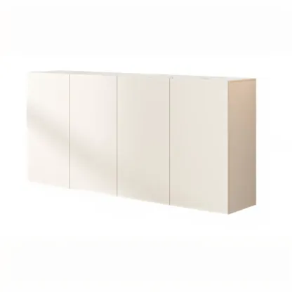 Minimalistic White Rectangular Accent Cabinet for Living Room Image - 7