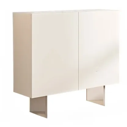 Minimalistic White Rectangular Accent Cabinet for Living Room Image - 8