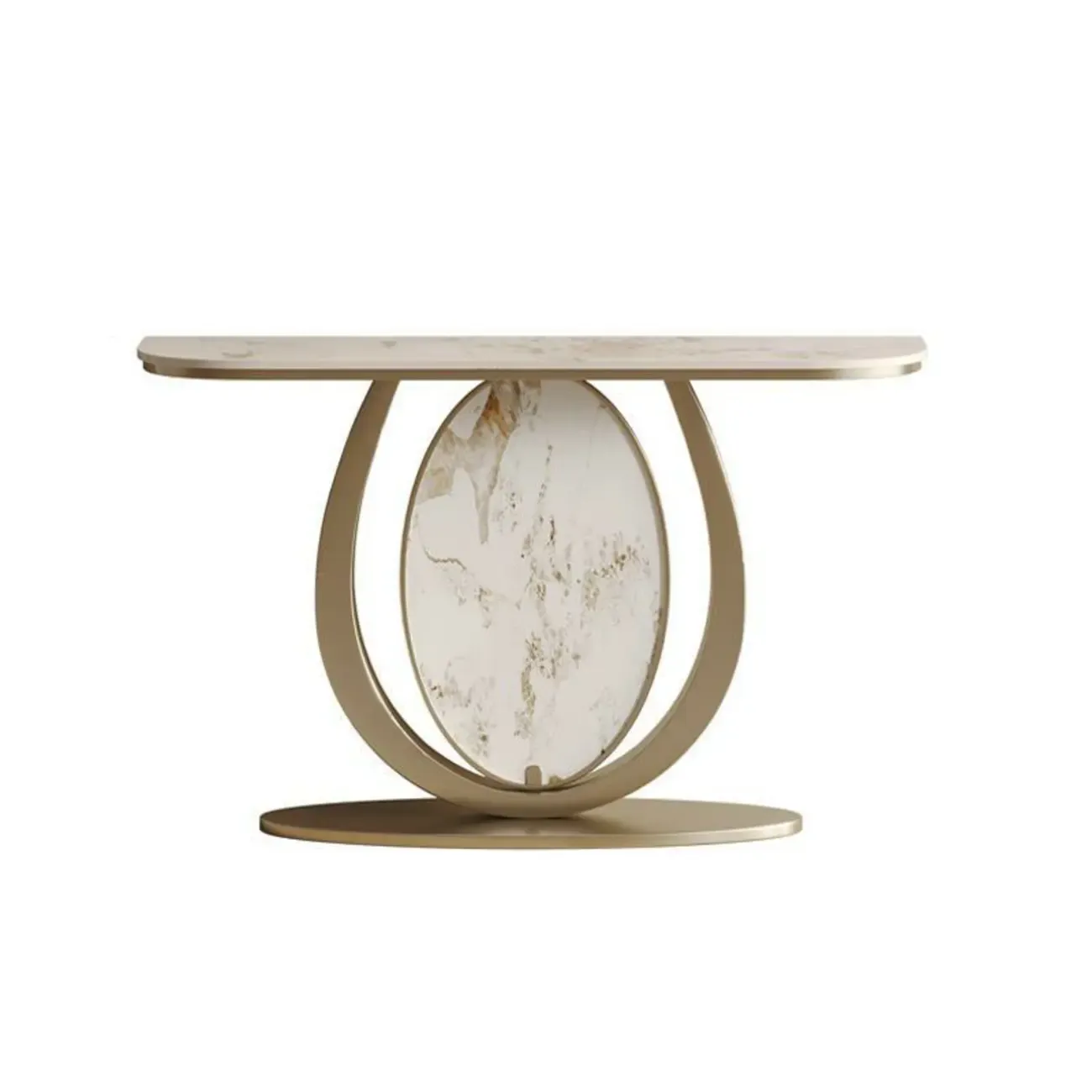 Glam Stone Top Console Table with Curved Base Design Image - 2