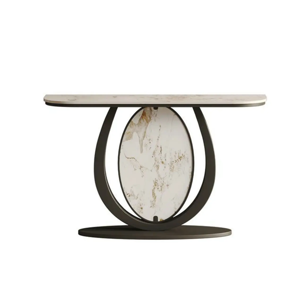 Glam Stone Top Console Table with Curved Base Design Image - 3 | homeyfad