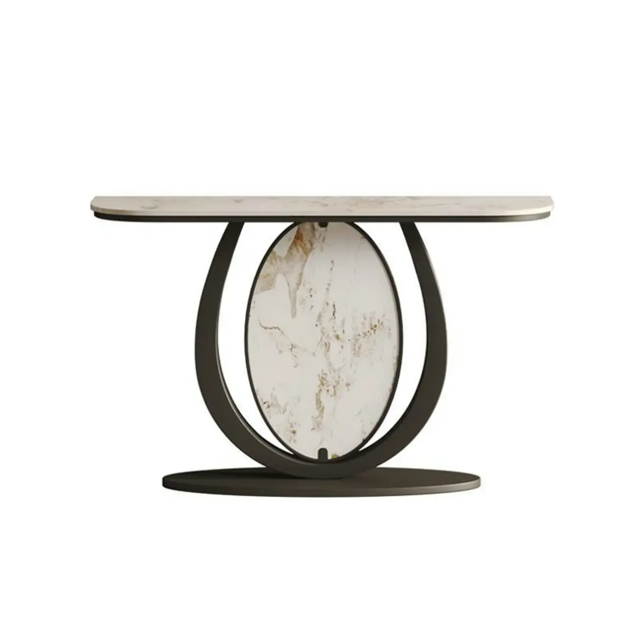 Glam Stone Top Console Table with Curved Base Design Image - 3